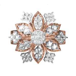 แหวนเพชรวินเทจทองคำ 14k รูปทรงดอกไม้ ชุบโรเดียม เหมาะสำหรับงานแต่งงาน งานครบรอบ งานหมั้น ของขวัญสำหรับผู้หญิง - Product Image 2