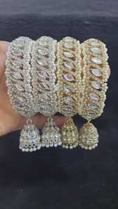 Premium Quality Handcrafted Ethnic Kundan Latkan <b>Bangles</b> with Custom Size available at Best Price from India - Product Image 4