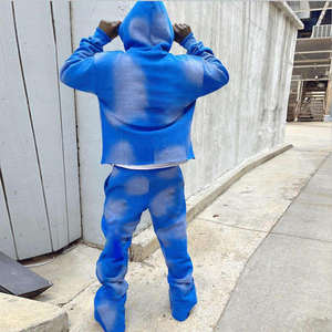 Conjunto de Sudadera con Capucha y Pantalones Deportivos Lavados al Ácido Personalizados, Traje Deportivo Extra Grande de Alta Calidad de Poliéster/Algodón, Trajes Deportivos Unisex de Gran Peso - Product Image 3