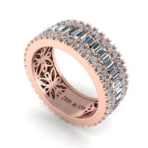 Baguette populaire et diamant rond plaqué or rose 925 argent pavé ensemble bande de mariage mode de luxe au prix de gros - Product Image 4