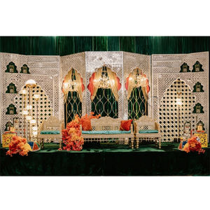 Mughal Style <b>Mirror</b> Wooden Frame Stage for Nikaah Indian Wedding Supply Handcrafted <b>Mirror</b> Wooden Frame Stage For London Events - Product Image 1