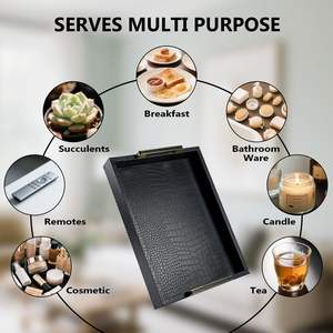 Plateau de service en métal léger, écologique, fait à la main en Inde, pour les collations, les repas et les boissons - Passe au lave-vaisselle, utilisation domestique moderne et raffinée - Product Image 5