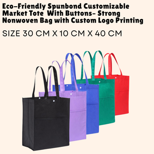 Bolso de mercado personalizable Spunbond ecológico con botones, bolso no tejido fuerte con impresión de logotipo personalizado - Product Image 2