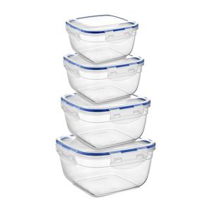 4-Piece Square Airtight Kitchen Food Spice <b>Storage</b> Containers 500ML 900ML 1500ML 2400ML BPA Free Leak-Proof Stackable - Product Image 1