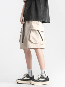 <b>Men's</b> Sporty Casual Loose Fit Quick-Drying Cargo Joker Design Spandex/Polyester Big Pocket <b>Shorts</b> Drawstring Closure Solid <b>Woven</b> - Product Image 3