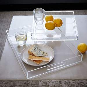 Table de plateau en acrylique durable en gros avec poignée en or plateau en acrylique pour taille personnalisée prix bon marché avec vente - Product Image 5