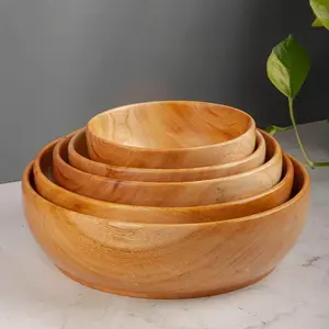 Hermoso cuenco grande de madera para servir frutas, ensaladas y aperitivos tallados a mano disponibles a un precio asequible - Product Image 5