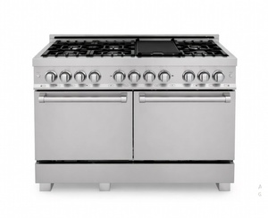 Estufa Eléctrica Profesional Independiente de 48 Pulgadas con 7 Quemadores Radiantes, Horno de Convección Eléctrico Doble de 6.0 Cu. Capacidad en Pies Cuadrados - Product Image 1