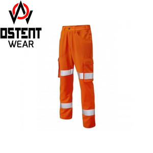 Pantalones de trabajo de lona transpirables de alta visibilidad recién llegados al por mayor pantalones planos de seguridad con cremallera media hechos a medida para exteriores - Product Image 5