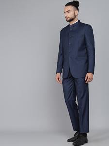 La Scoot Basic Solid Traje de hombre de 2 piezas Cómodo Poliéster Ropa formal larga Ajuste regular Cuello de muesca Antiarrugas Jodhpuri - Product Image 2