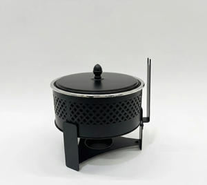 Plat de service en acier inoxydable au design moderne, noir poli, découpe au laser, pour buffet, chauffe-plat, support pour bougie chauffe-plat, maison, hôtel - Product Image 1