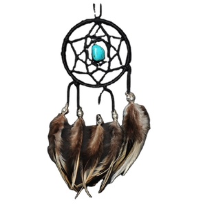 Atrapasueños de espejo de coche de piedra turquesa negra que cuelga sobre la cama atrapasueños personalizado para colgar en la pared decoración del hogar - Product Image 1