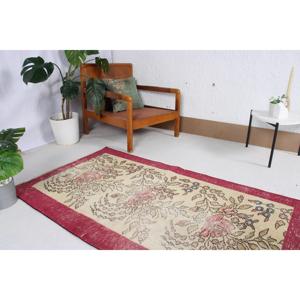 Vintage Turkish Rug, 3.1x5.3 ft Accent Rug, Red <b>Yellow</b> Moroccan Rug - Product Image 3