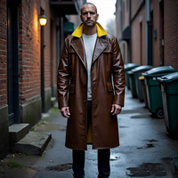 Manteau long en cuir d'agneau véritable de haute qualité, imperméable, en laine, pour hommes |   Écologique, respirant, tendance, régulier