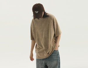 Camiseta Batik Lavada de Gran Tamaño para Hombre, Camiseta Básica Vintage de Manga Corta para Estampado, 270g/m² - Product Image 3