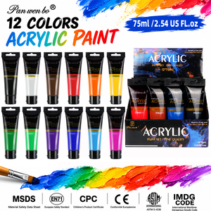 Panwenbo CE 75ML 24 Colori Materiali per Pittura Artistica Alta Copertura Vernice Acrilica Singola Non Tossica Con EN-71 CPC - Product Image 1
