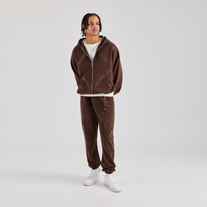 Luxe Bling Street Wear Survêtement Ensemble Assorti Coton Polaire Strass Flare Jogger Surdimensionné Mode OEM ODM Zipper Survêtement - Product Image 1