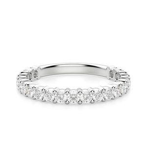 Diamante de corte redondo Semi Eternity Alianza de boda a juego para mujer - Product Image 6