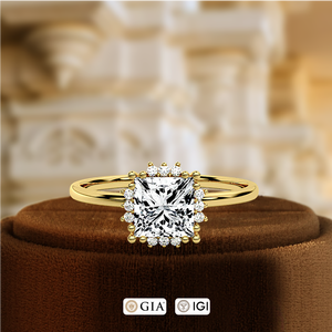 Anillo de Compromiso con Diamante Cultivado en Laboratorio de 1 Quilate, Estilo Halo, Anillo de Boda, Anillo de Boda con Certificado IGI, Anillo Nupcial - Product Image 2