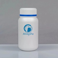 Flacon de 250 cc en PEHD blanc pour compléments alimentaires et vitamines, avec col de 38 mm, conteneur rond ondulé et bouchon à double couche en forme de feuille