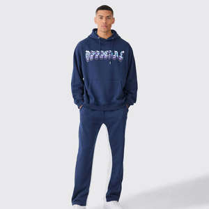 Ensembles de vente en gros de survêtements en polyester personnalisés pour hommes de haute qualité nouveau design pull à fermeture éclair évasée avec logo brodé - Product Image 1