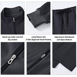 ชุดวอร์มออกกำลังกายฤดูหนาวสำหรับผู้ชายไซส์ใหญ่ ผ้าโพลีเอสเตอร์ฟลีซ ซิป คอตั้ง ลายเรียบ ทันสมัย ผลิตโดยมืออาชีพ - Product Image 4