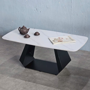 Modern Rustic 110x55x45cm Rectangular <b>Side</b> <b>Table</b> Durable Stone Top and Iron Legs Living Room TT68185 - Product Image 2