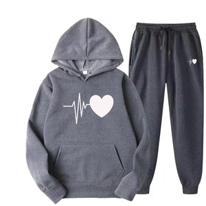 Nueva sublimación impresa con capucha conjunto de 2 piezas de alta calidad elegante mujer chándales 100% algodón orgánico al por mayor chándales - Product Image 4