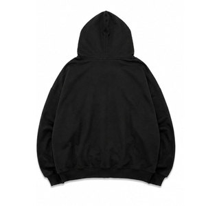 Sudadera con capucha negra con cremallera para hombre, estilo oversize, diseño de ángel estampado, logo frontal con transferencia térmica, manga regular, para otoño - Product Image 3