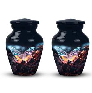 Urne papillon rayonnante mémorial papillon rougeoyant pour cendres humaines avec nom noir crémation urne funéraire personnalisée papillon - Product Image 4