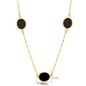 สร้อยคอควอตซ์สามชั้นสีดำ22K แบบฝาสีทองจี้เงิน925เครื่องประดับแฮนด์เมดสไตล์ตุรกี - Product Image 2