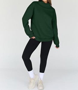 Cómoda sudadera de mujer cuello alto cálido pulóver manga larga estilo de ajuste relajado - Product Image 5