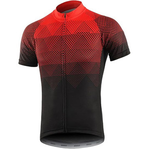 Maillot de cyclisme léger à manches courtes pour homme TBF-129 séchage rapide respirant fermeture éclair complète chemise de vélo de route nom personnalisable-rouge noir - Product Image 3