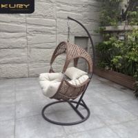 Fauteuil suspendu en forme d'œuf, pliable, de haute qualité, en corde tressée à la main, pour jardin, terrasse, meubles de jardin