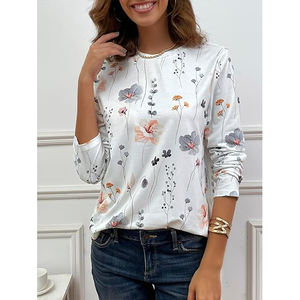 Camisetas de Manga Larga para Mujer, Tejido de Punto, Impresión Digital, Material Suave, Ropa Casual, Transpirable, Antibolitas, Secado Rápido - Product Image 5