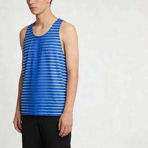 Singlet de sport pour homme, coupe classique à rayures horizontales, respirant, séchage rapide, impression par sublimation personnalisée, directement de l'usine, idéal pour la course à pied et le marathon. - Product Image 6