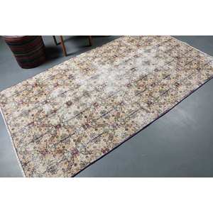 Alfombra de lana turca Floral Beige clásica, patrón de retazos de 4,5x8 pies para decoración de sala de estar, látex Tabriz para pasillo 9x12 - Product Image 2