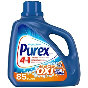 Detergente líquido para ropa Purex Plus OXI, tecnología de defensa contra las manchas, 128 onzas líquidas, 85 cargas de lavado