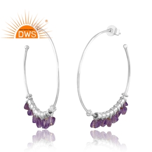 Hot Selling 925 Sterling Silver Natural Amethyst Gemstone Dangle <b>Earring</b> Custom Jewelry Manufacturer - Product Image 3