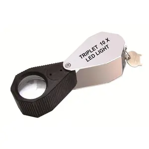 Jewelers Chrome Eye Loupe Magnifying 10x 21mm Triplet Type with 6 LED LIGHTS Eye Glass Magnifier - Magnifying Glass,