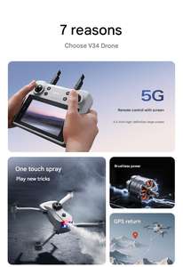 Dron con Control Remoto 4DRC V34 con Pantalla, Función de Retorno a Casa por GPS, Motores sin Escobillas, Video FHD de 1080p, hasta 20 Minutos de Tiempo de Vuelo - Product Image 3