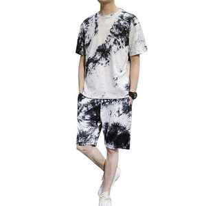 Summer Men's Casual Plaid Plus Size Quick Dry 100% Cotton Custom Logo T-shirt and Shorts <b>Sets</b> - Product Image 5