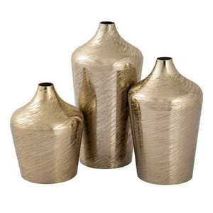 Ensemble de 3 vases en métal de qualité supérieure avec une forme et une taille personnalisées polies dorées pour centre de table maison hôtel - Product Image 1