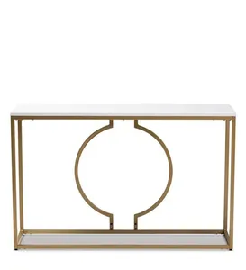 Metallic Ring <b>Console</b> <b>Table</b> with White <b>Marble</b> <b>Table</b> Top Home Furniture Manufacturer Wholesaler Factory Direct Sale - Product Image 2