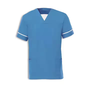 Ensemble d'uniformes médicaux de couleur unie pour hommes vente en gros clinique hôpital médecin salopette col en V mode gommage pharmacie infirmière vêtements - Product Image 3