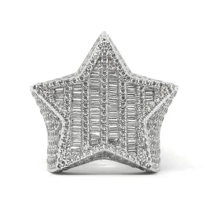 Anello da uomo con diamante Moissanite Baguette personalizzato con Design unico VVS1 9.5 TCW e DEF Color 29 grammi