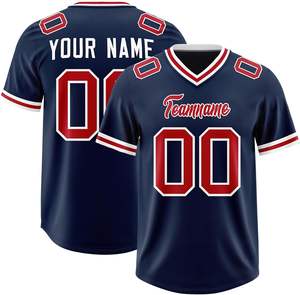 เสื้อทีม OEM เสื้อเจอร์ซีย์ที่มีแขนผ้าโพลีเอสเตอร์ตาข่ายแห้งเร็วพิมพ์ชื่อโลโก้ฟุตบอลอเมริกัน - Product Image 1