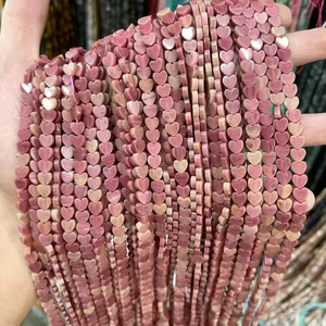 Pierre précieuse en rhodochrosite naturelle véritable, forme de cœur plate, rhodonite, pierre précieuse en vrac, rhodochrosite pour la fabrication de bijoux, lot - Product Image 2