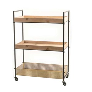 Hotel Restaurant <b>Furniture</b> Luxury Metal Table Kitchen Food Tea Coffee Serving Trolley Metal and Wood Table Trolley & Three Tier - Product Image 1
