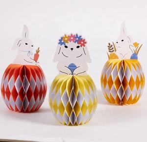 Sunbeauty Ensemble de 3 pièces de <span class=keywords><strong>lapin</strong></span> de jardin en papier bicolore décoratif en nid d'abeille amusant et <span class=keywords><strong>facile</strong></span> à faire soi-même artisanat de <span class=keywords><strong>lapin</strong></span> en papier pour les enfants - Product Image 1